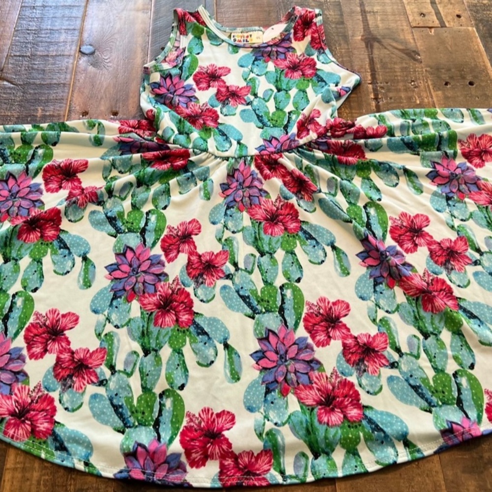 Dot Dot Smile cactus floral tank twirl dress New
